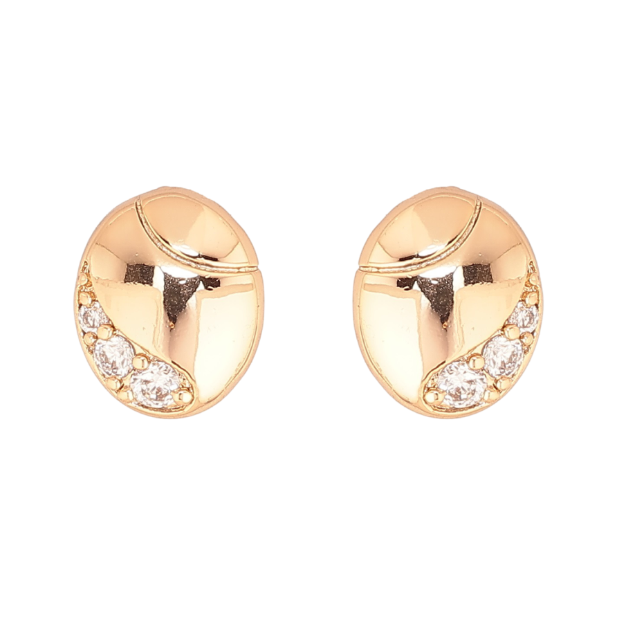 Сережки Xuping Позолота 18K пусети «Овали з кристалами» фото №1