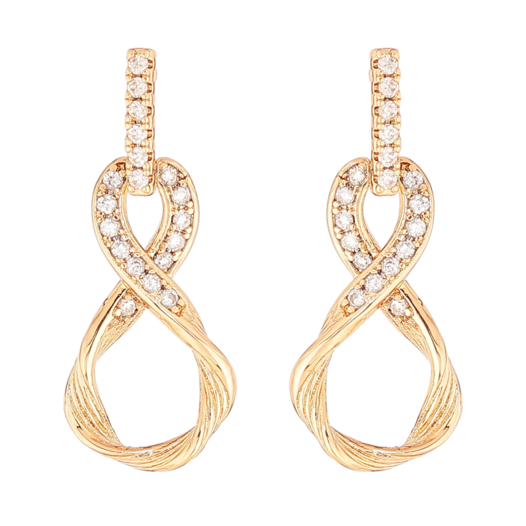 Сережки Xuping Позолота 18K пусети «Підвіски вісімки з кристалами» фото №22