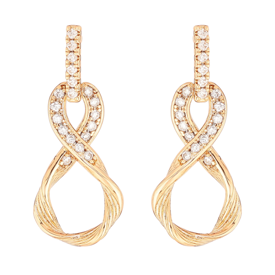 Серьги Xuping Позолота 18K пусеты Подвески восьмерки с кристаллами фото №1