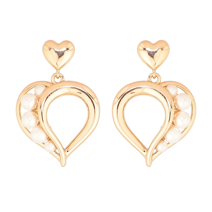 Сережки Xuping Позолота 18K пусети «Сердечка з перлинами» фото №22