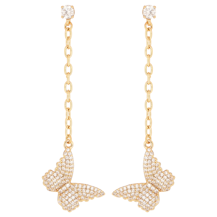 Сережки Xuping Позолота 18K пусети «Підвіски метелики з інкрустацією кристалами» фото №19