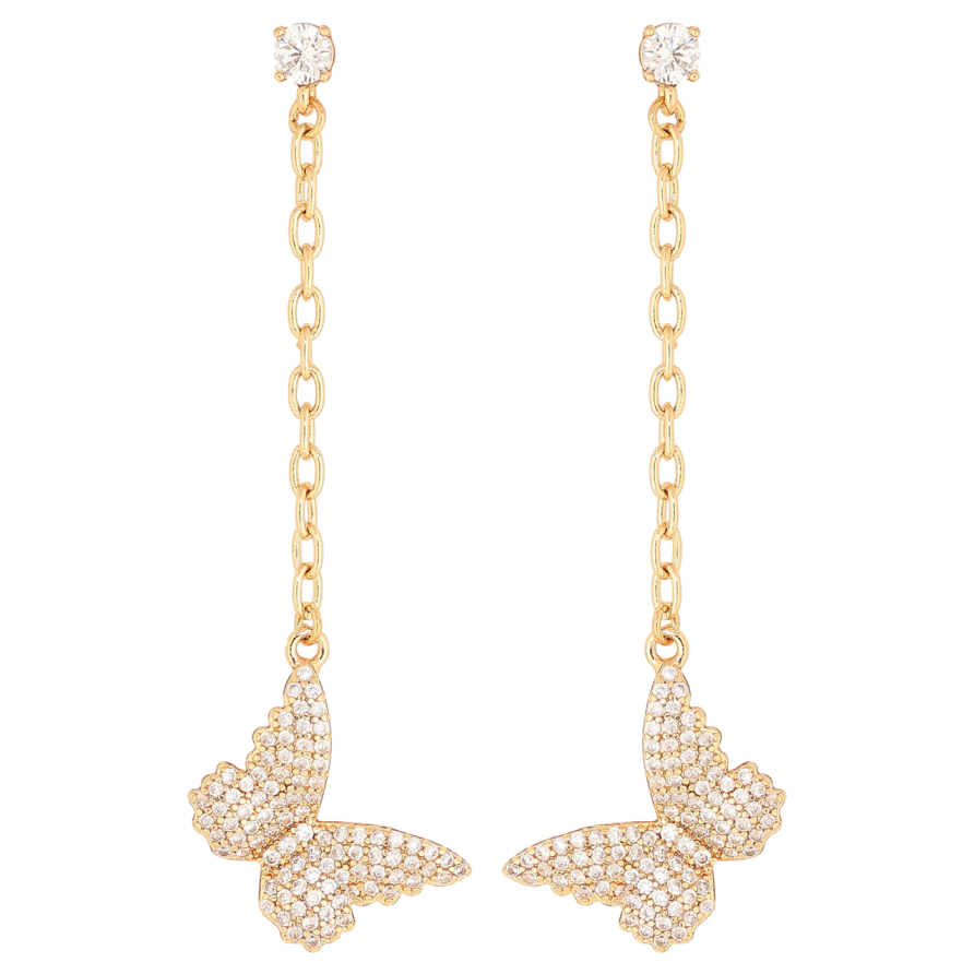 Сережки Xuping Позолота 18K пусети «Підвіски метелики з інкрустацією кристалами» фото №1