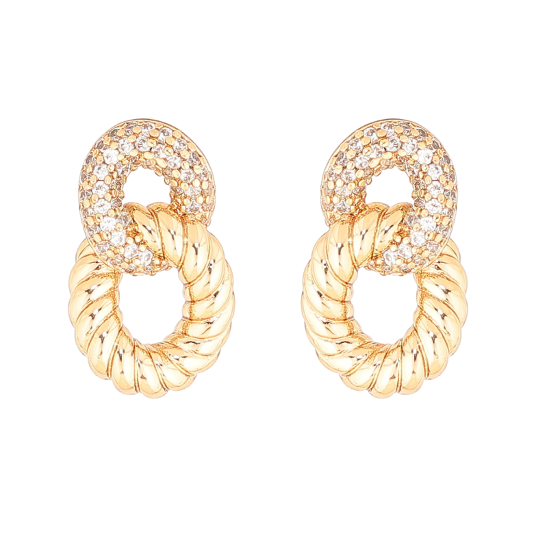 Серьги Xuping Позолота 18K пусеты Узор с инкрустацией кристаллами фото №1