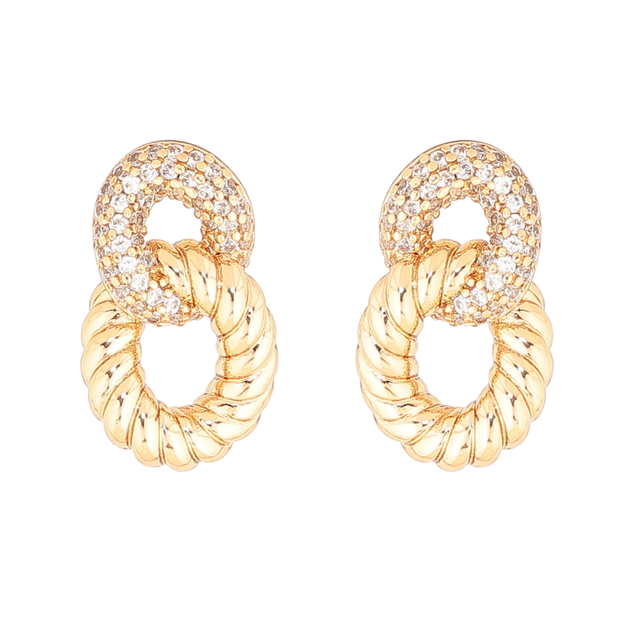 Сережки Xuping Позолота 18K пусети «Візерунок з інкрустацією кристалами» фото №1