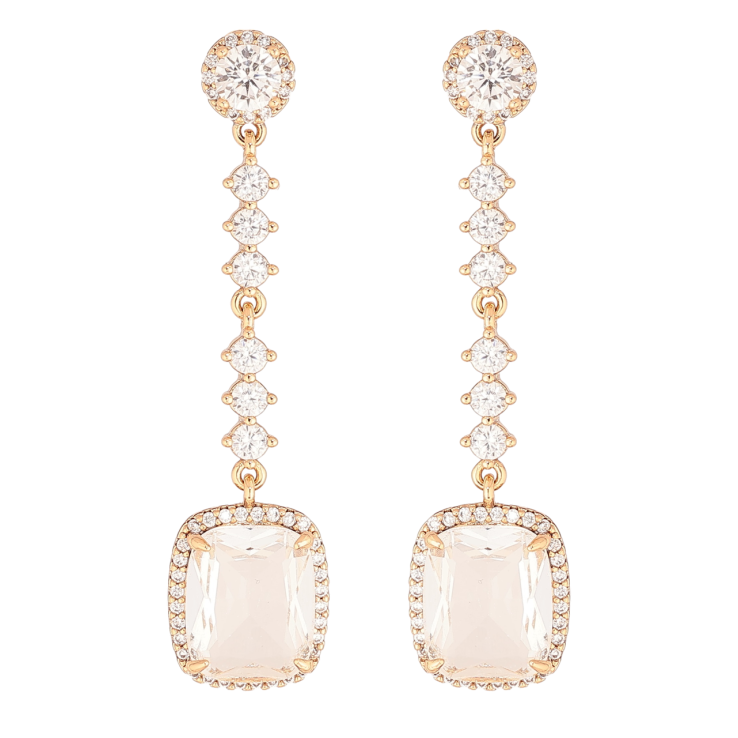 Сережки Xuping Позолота 18K пусети «Кристальні підвіски» фото №2