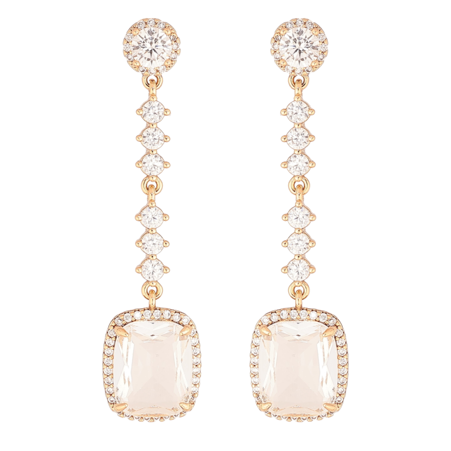 Сережки Xuping Позолота 18K пусети «Кристальні підвіски» фото №1