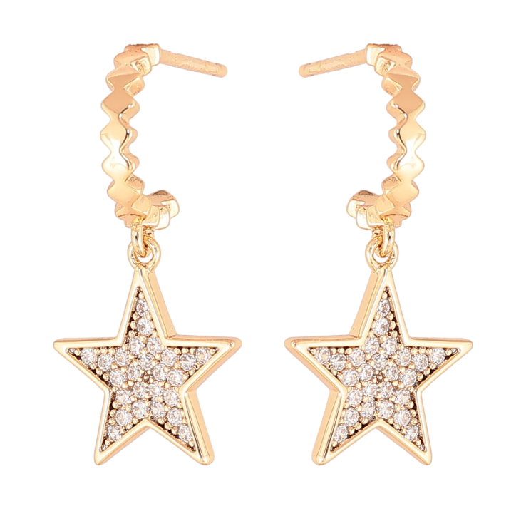 Сережки Xuping Позолота 18K пусети «Зірки з інкрустацією кристалами» фото №12