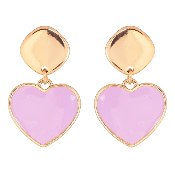 Сережки Xuping Позолота 18K пусети «Підвіски сердечка з бузковою емаллю» фото №17