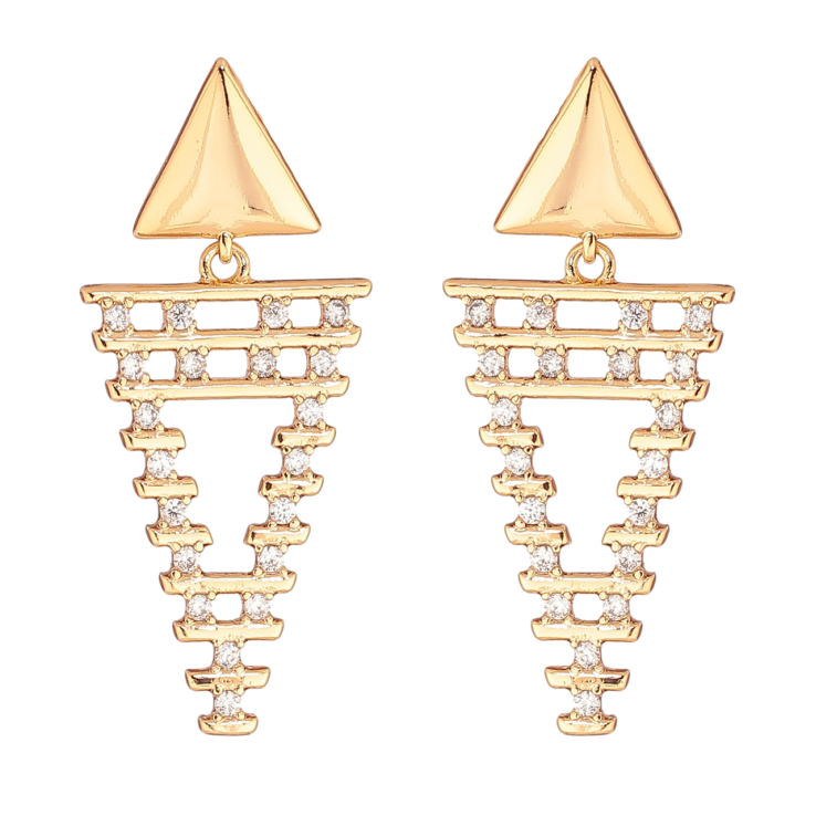 Сережки Xuping Позолота 18K пусети «Кристальні підвіски» фото №9