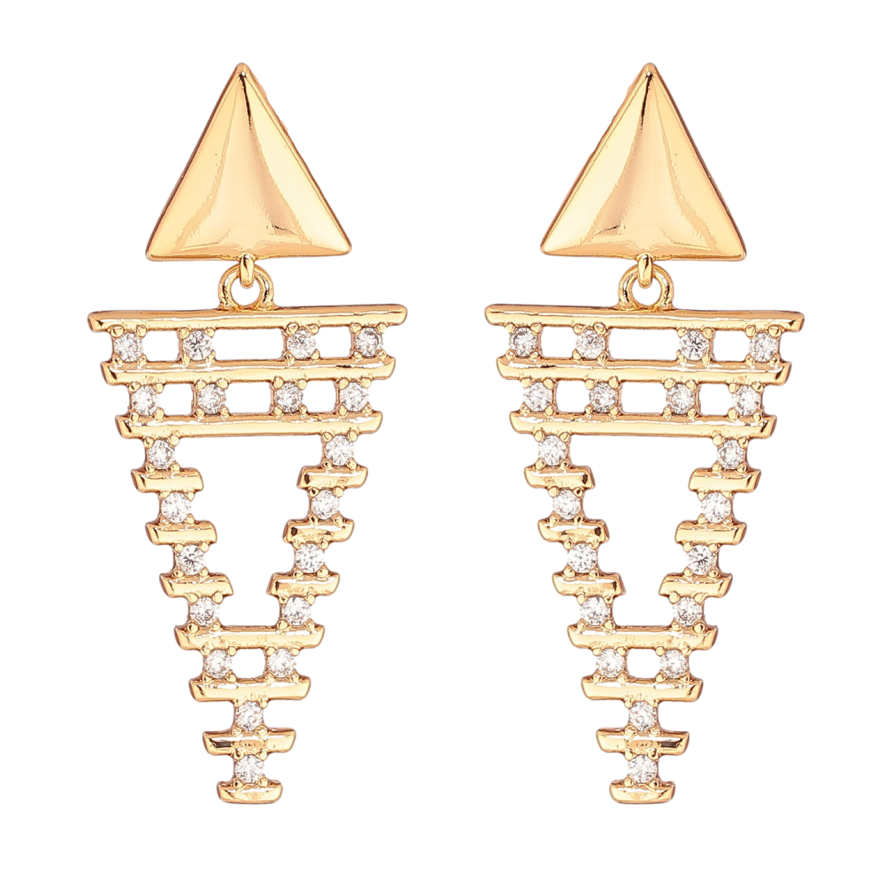 Сережки Xuping Позолота 18K пусети «Кристальні підвіски» фото №1