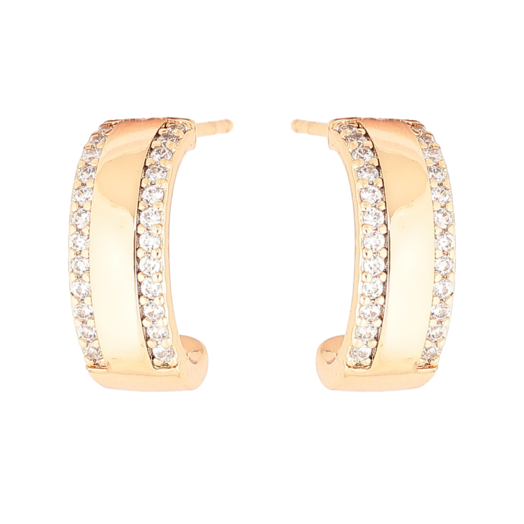 Сережки Xuping Позолота 18K пусети «Дуги з доріжками кристалів» фото №6