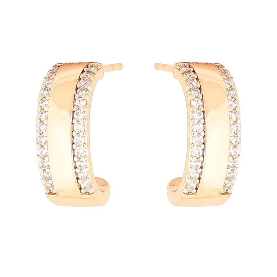 Сережки Xuping Позолота 18K пусети «Дуги з доріжками кристалів» фото №1