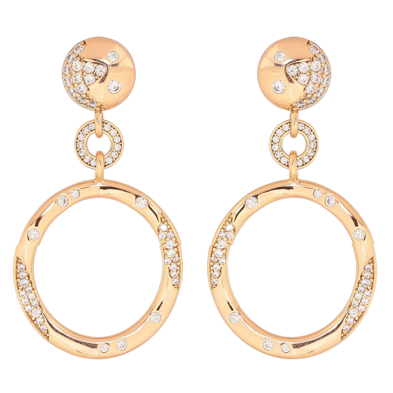 Серьги Xuping Позолота 18K пусеты Круглые подвески с узором кристаллами фото №1