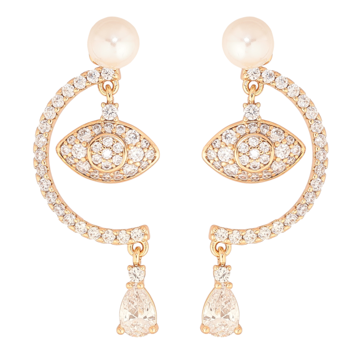 Сережки Xuping Позолота 18K пусети «Підвіски з інкрустацією кристалами та перлинами» фото №18