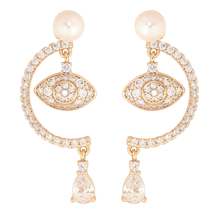 Сережки Xuping Позолота 18K пусети «Підвіски з інкрустацією кристалами та перлинами» фото №1