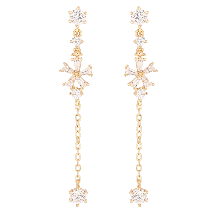 Сережки Xuping Позолота 18K пусети «Кристальні підвіски» фото №10