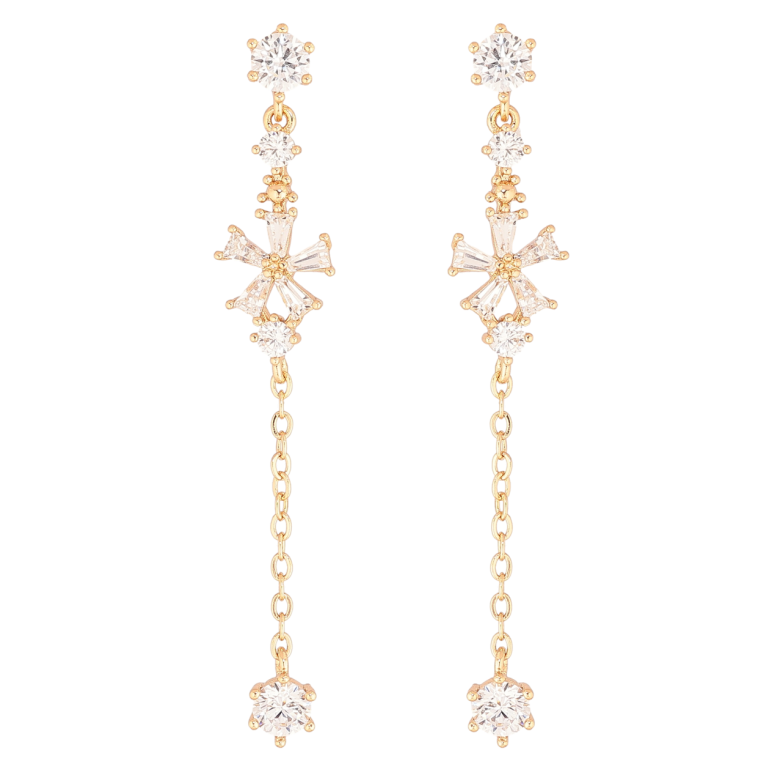 Сережки Xuping Позолота 18K пусети «Кристальні підвіски» фото №1