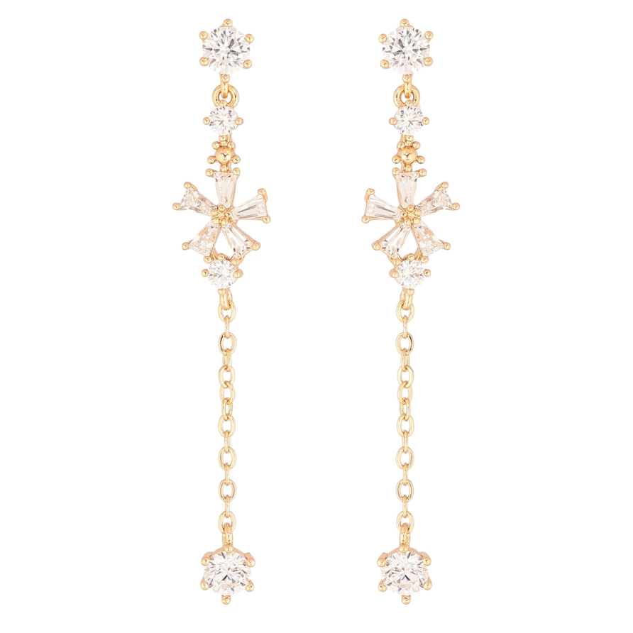 Сережки Xuping Позолота 18K пусети «Кристальні підвіски» фото №1