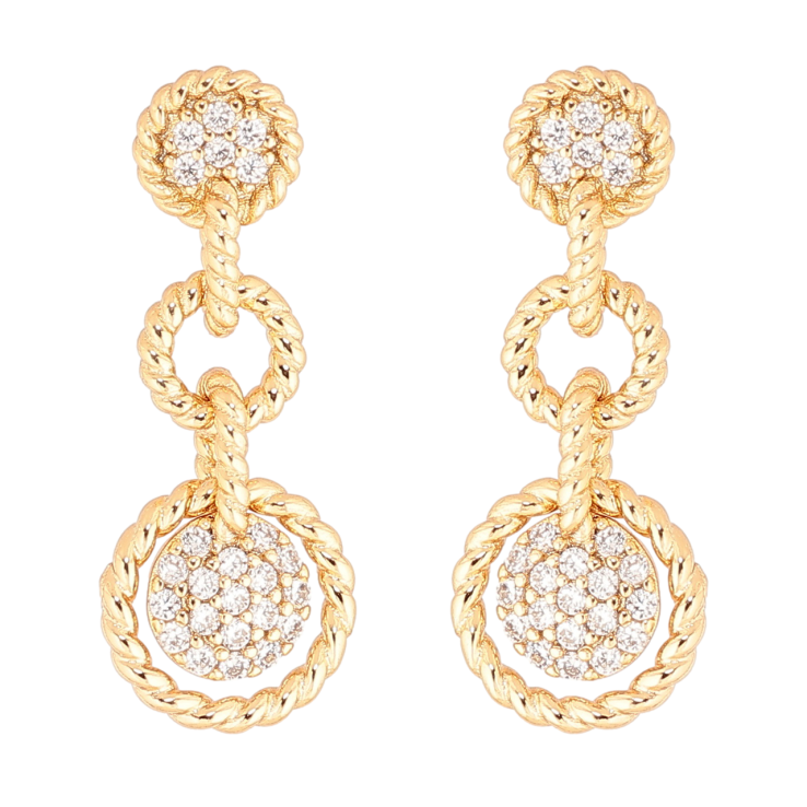 Сережки Xuping Позолота 18K пусети «Підвіски з кристалами» фото №21