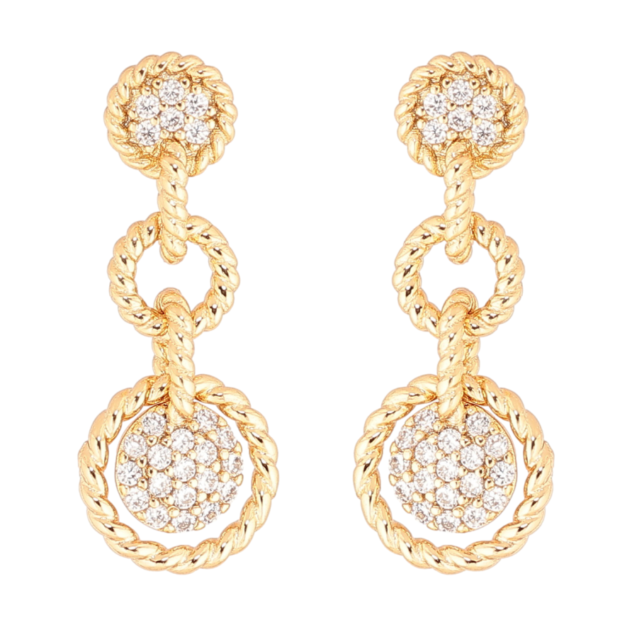 Сережки Xuping Позолота 18K пусети «Підвіски з кристалами» фото №1