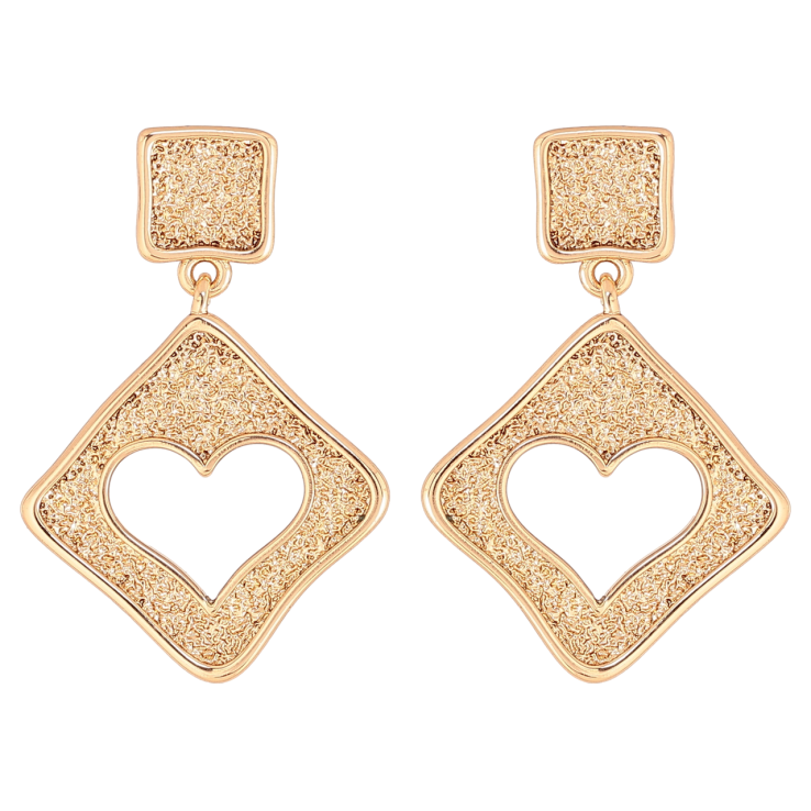 Сережки Xuping Позолота 18K пусети «Ромбові підвіски з сердечками» фото №12