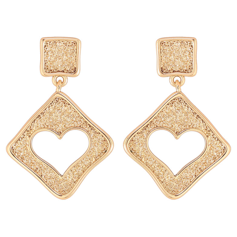 Сережки Xuping Позолота 18K пусети «Ромбові підвіски з сердечками» фото №5