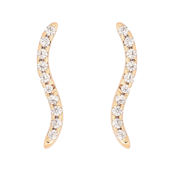 Серьги Xuping Позолота 18K пусеты Волнистые дорожки кристаллов фото №3