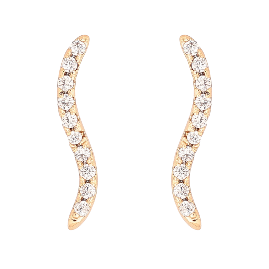 Сережки Xuping Позолота 18K пусети «Хвилясті доріжки кристалів» фото №1