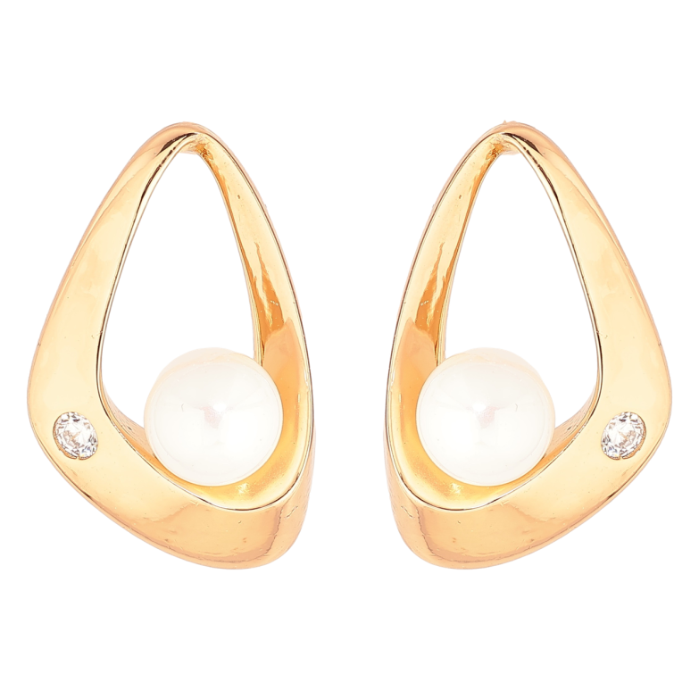 Серьги Xuping Позолота 18K пусеты Узор с кристаллом и жемчужиной фото №2