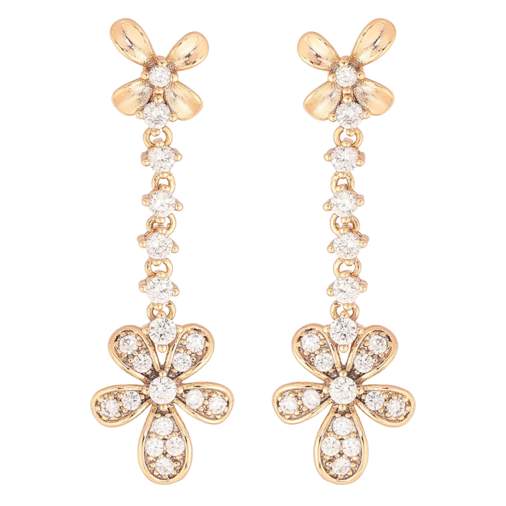 Сережки Xuping Позолота 18K пусети «Кришталеві квіточки» фото №24