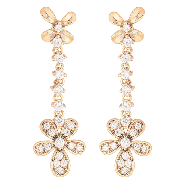 Серьги Xuping Позолота 18K пусеты Кристальные цветочки фото №1