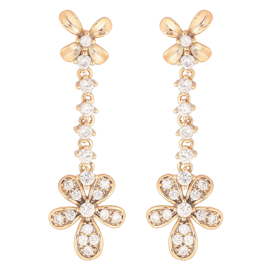 Сережки Xuping Позолота 18K пусети «Кришталеві квіточки» фото №1