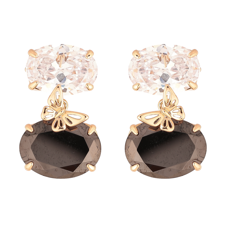 Сережки Xuping JEAN GOUJON Позолота 18K пусети «Чорно-білі кристали з метеликом» фото №2 Сережки Xuping JEAN GOUJON Позолота 18K пусети «Чорно-білі кристали з метеликом» фото №2