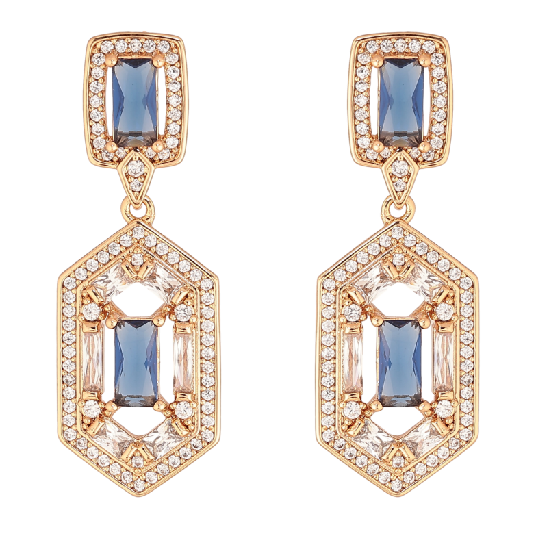 Серьги Xuping JEAN GOUJON Позолота 18K пусеты Подвески с инкрустацией прозрачно-синими кристаллами фото №1