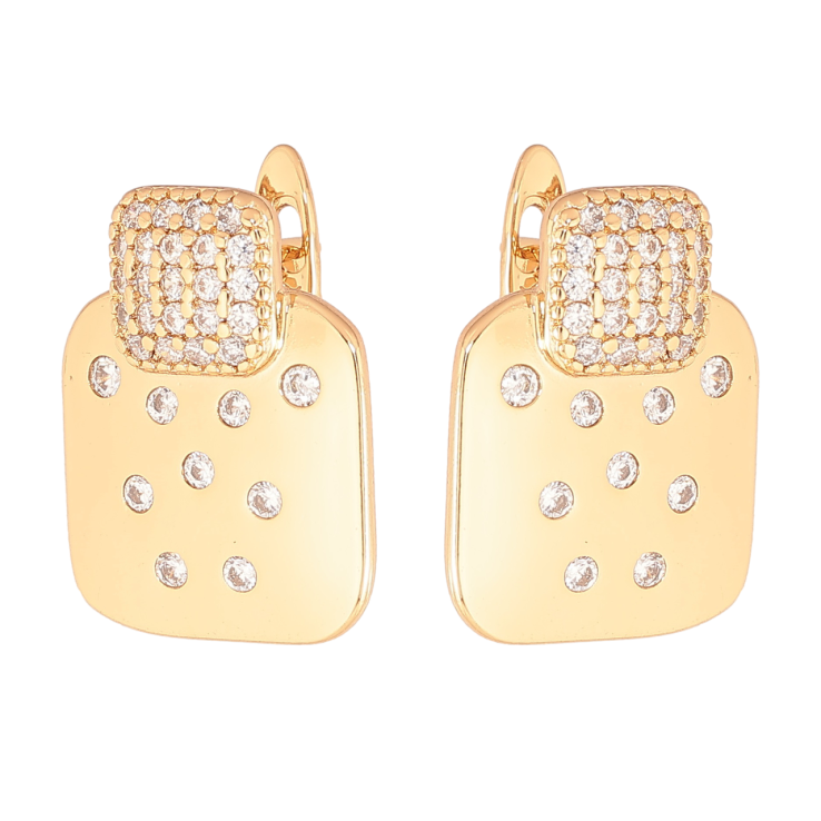 Серьги Xuping Позолота 18K английский замок Узор с инкрустацией кристаллами фото №2