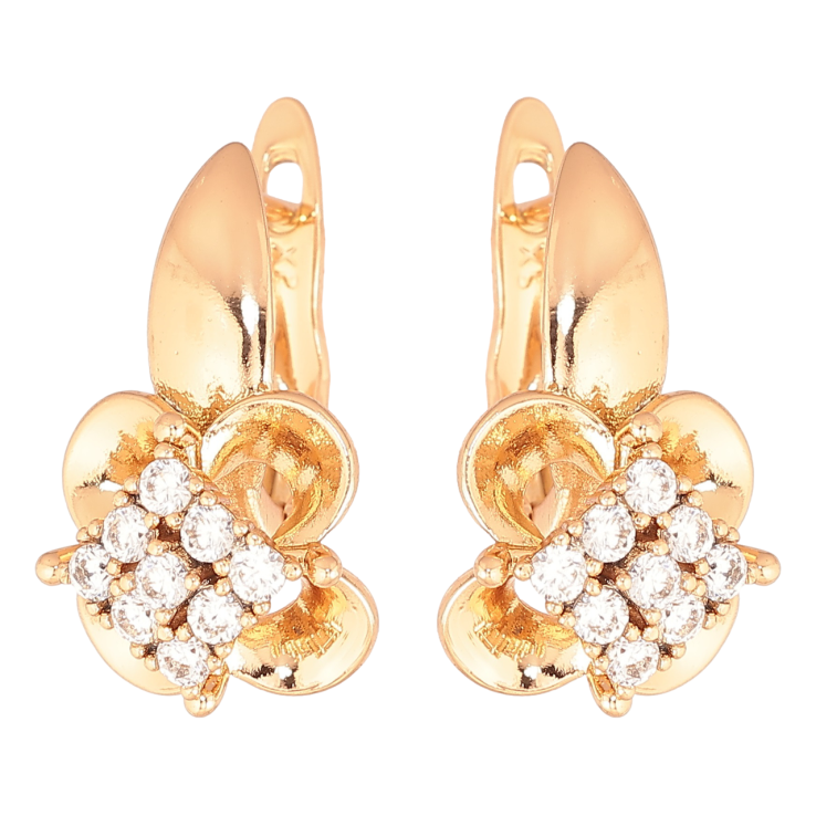 Серьги Xuping Позолота 18K английский замок Цветочки с кристаллами фото №19