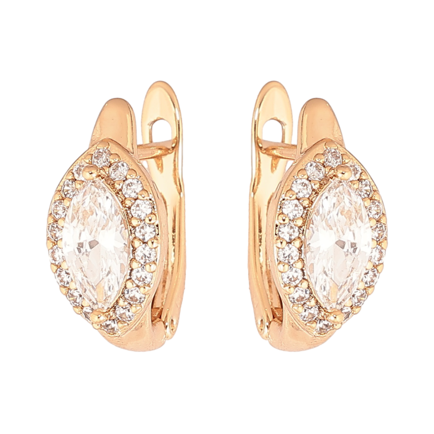 Серьги Xuping Позолота 18K английский замок Кристалл Маркиз в обрамлении фото №1