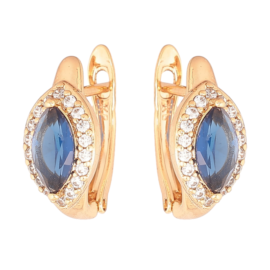 Сережки Xuping Позолота 18K англійський замок «Синій кристал Маркіз в обрамленні» фото №1 Сережки Xuping Позолота 18K англійський замок «Синій кристал Маркіз в обрамленні» фото №1