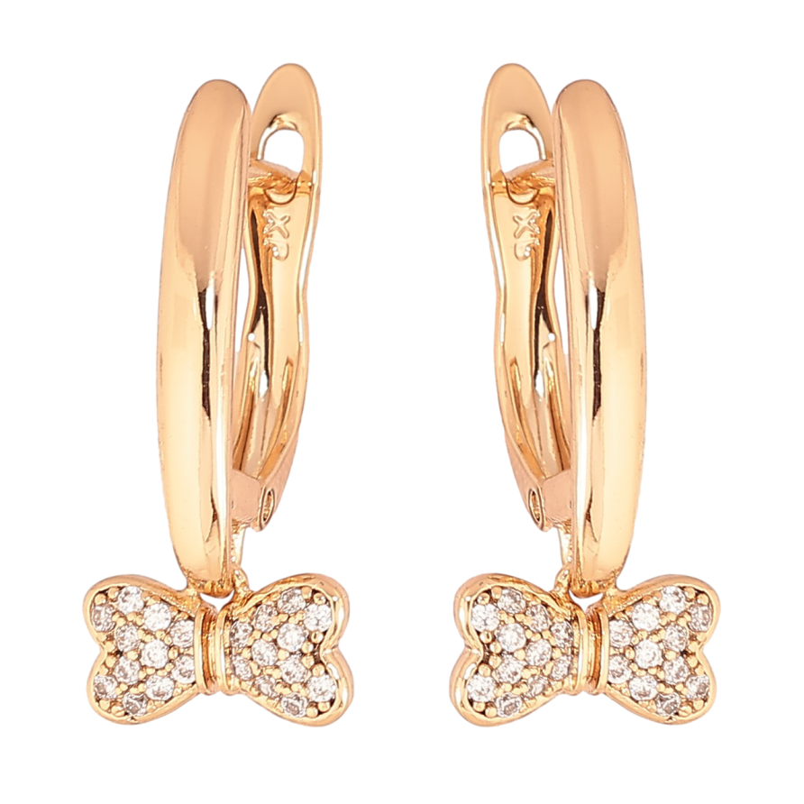 Серьги Xuping Позолота 18K английский замок Бантики с инкрустацией кристаллами фото №1