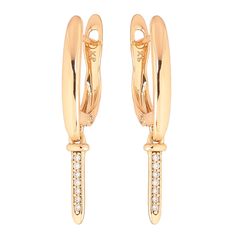 Сережки Xuping Позолота 18K англійський замок «Доріжки кристалів» фото №1