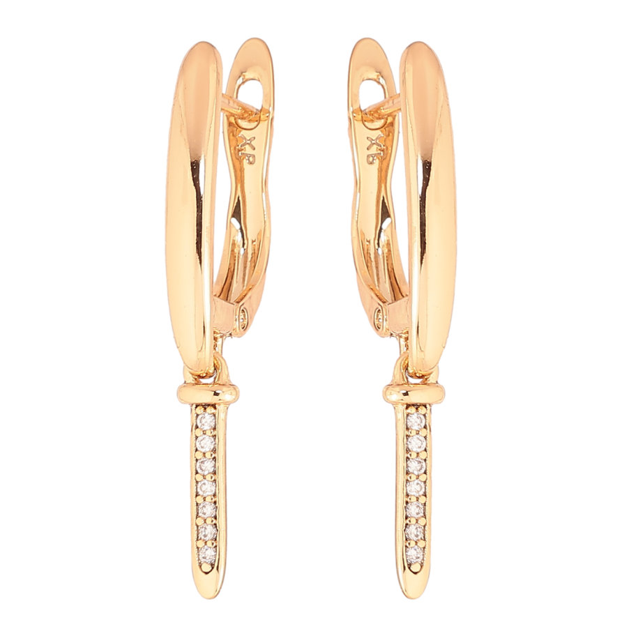 Сережки Xuping Позолота 18K англійський замок «Доріжки кристалів» фото №1