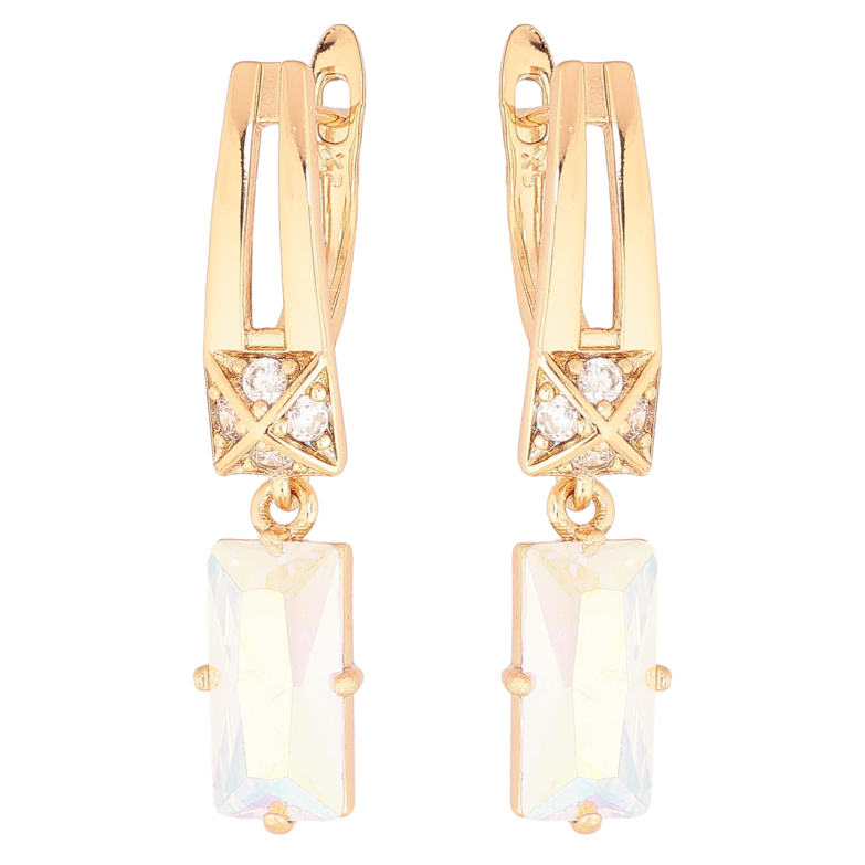 Сережки Xuping Позолота 18K англійський замок «Підвіски з райдужними кристалами» фото №1