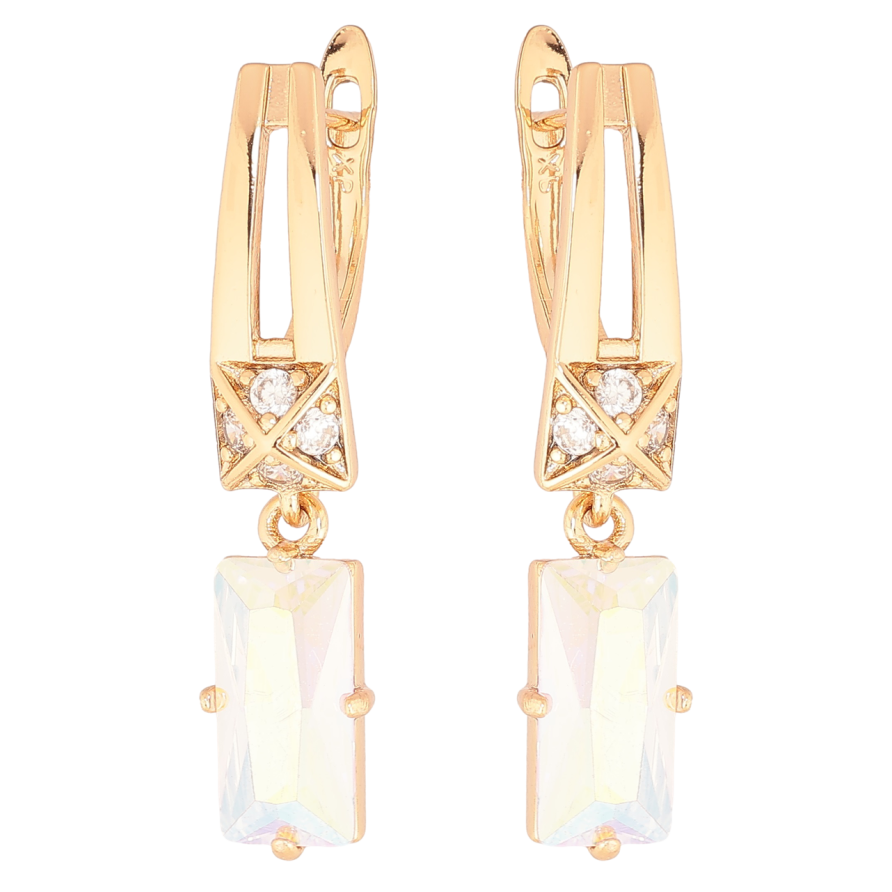 Сережки Xuping Позолота 18K англійський замок «Підвіски з райдужними кристалами» фото №1