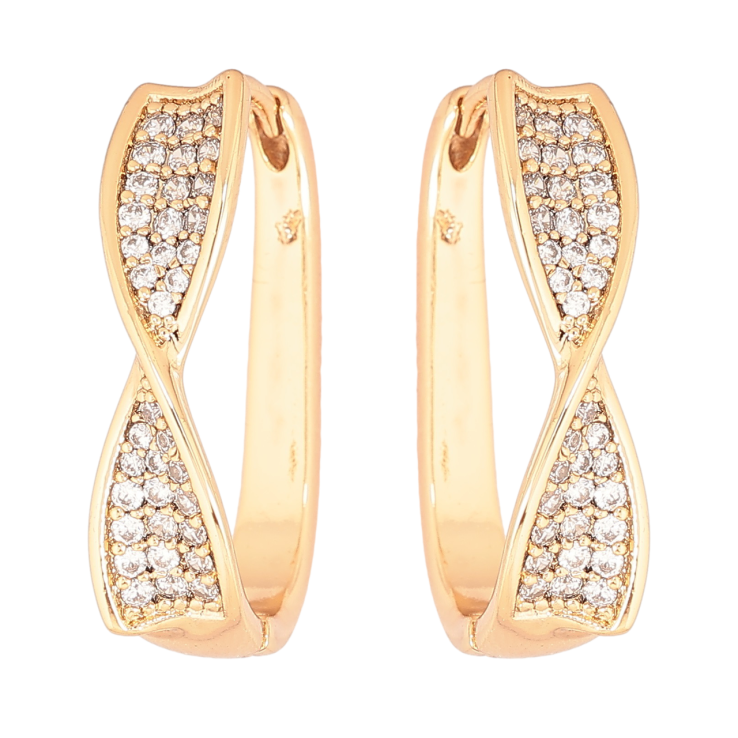 Сережки Xuping Позолота 18K колечка «Візерунок з інкрустацією кристалами» фото №21