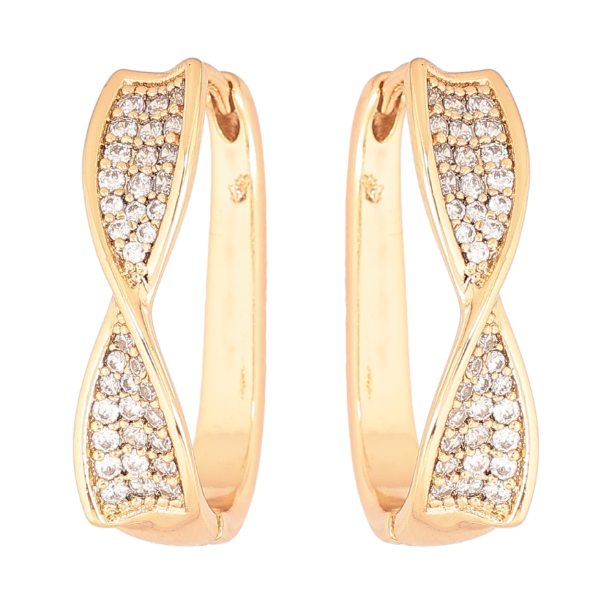 Сережки Xuping Позолота 18K колечка «Візерунок з інкрустацією кристалами» фото №1