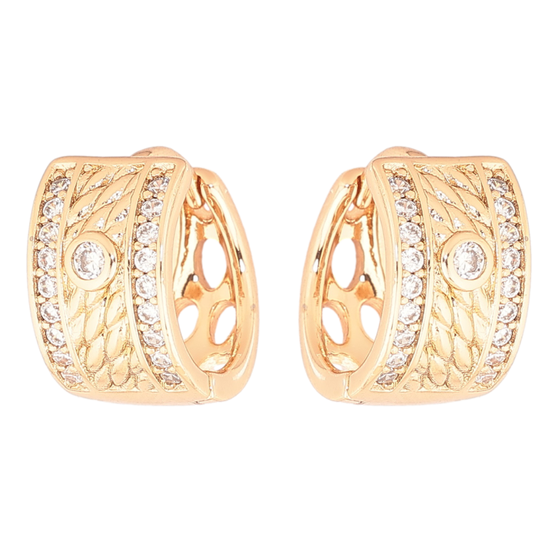 Серьги Xuping Позолота 18K колечки Декоративный узор с дорожками кристаллов фото №1