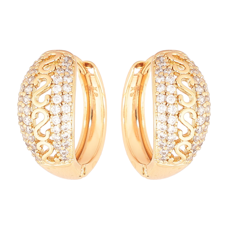 Серьги Xuping Позолота 18K колечки Узор синкрустацией кристаллами фото №13 Серьги Xuping Позолота 18K колечки Узор синкрустацией кристаллами фото №13