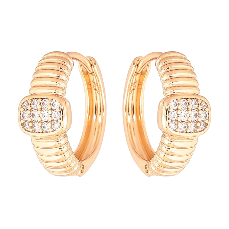 Серьги Xuping Позолота 18K колечки Узор синкрустацией кристаллами фото №1