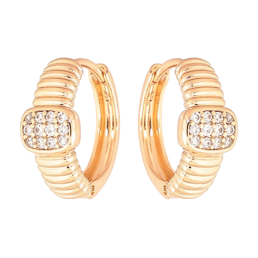 Сережки Xuping Позолота 18K колечка «Візерунок з інкрустацією кристалами» фото №1