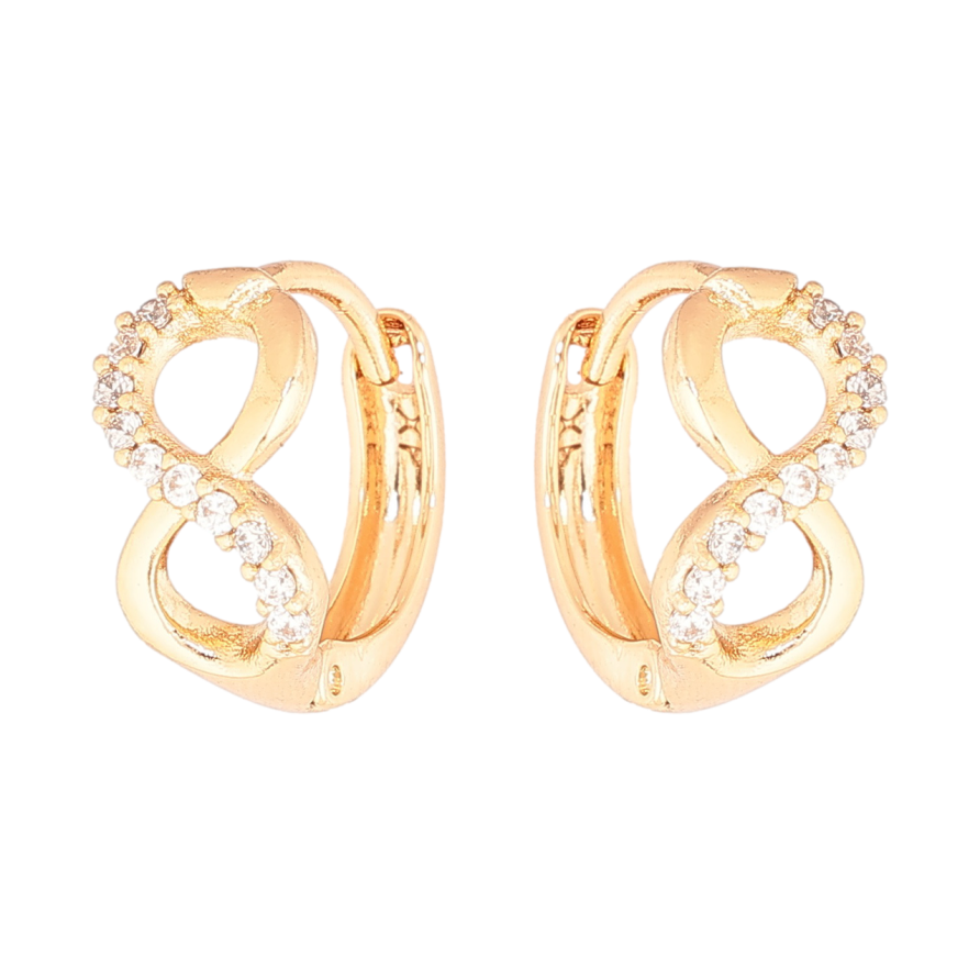 Сережки Xuping Позолота 18K колечка «Вісімки з кристалами» фото №1